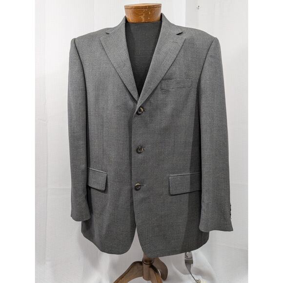 OSCAR DE LA RENTA! BLACK & DOVE GRAY WOOL MICRO PLAID JACKET, SPORT COAT! SZ 42R - Picture 2 of 10